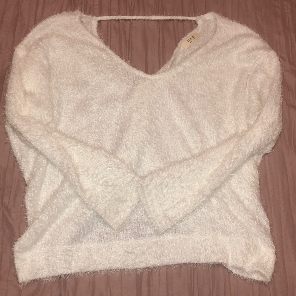 Furry white sweater